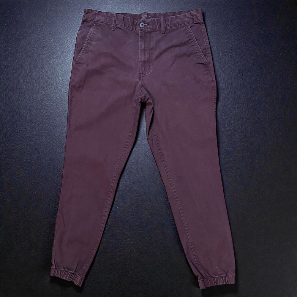 Old Navy Chino Joggers Mens Oxblood Maroon Slim Fit Pants Size 34/29